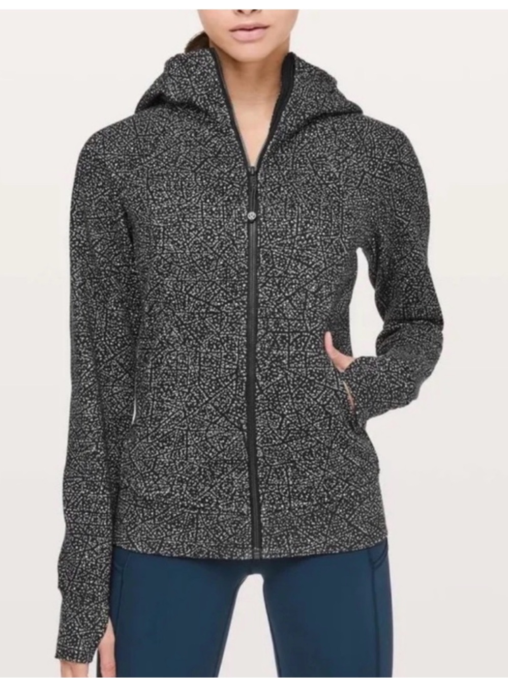 lululemon athletica Black and White Patterned Full-Zip Hoodie